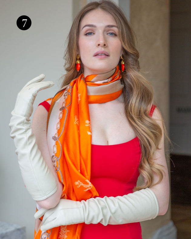 orange silk scarf with nautical look