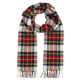 Heritage kasjmier sjaal met Schotse ruit en kwastjes