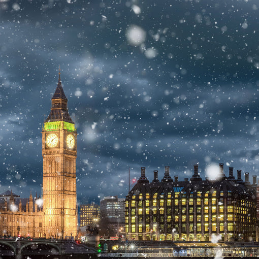 London skyline in the snow