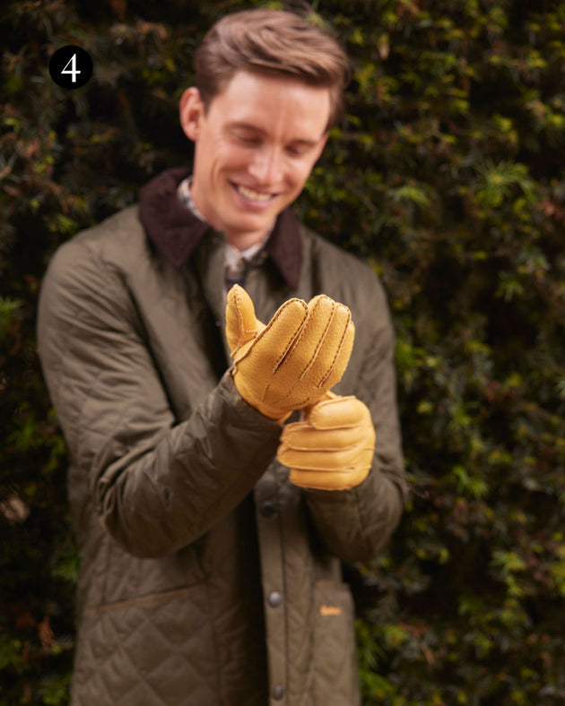 men's heritage yellow leather gloves